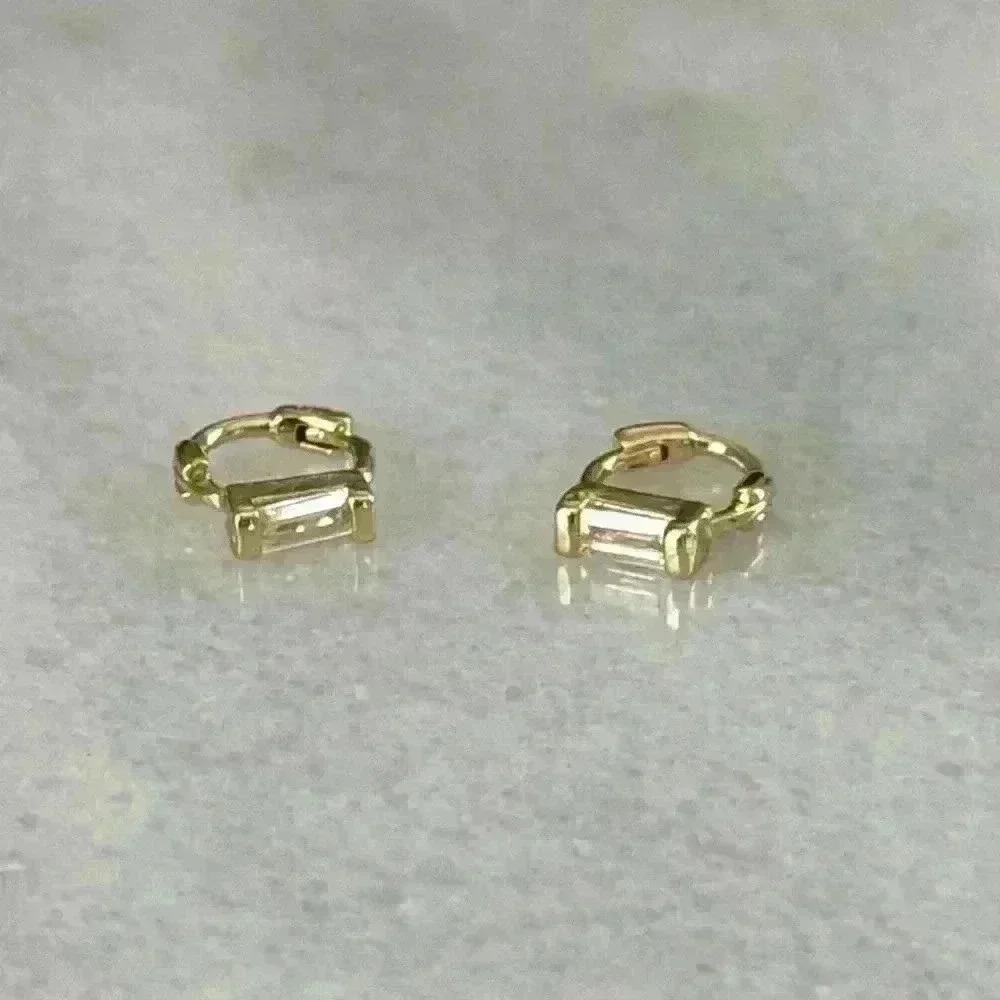 Gold Crystal Princes Tiny Micro Huggie Hoop Earrings
Brand New